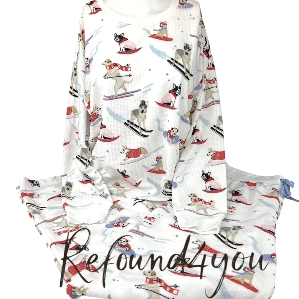 PJ Salvage - ‘Skiing Dogs’ Soft. Woman’s Pajama set. SZ: M. NWT Firm! Last one! - Picture 2 of 11
